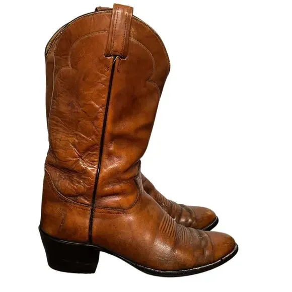 Vintage Tony Lama Mens Size 10.5 E Brown Leather Western Cowboy Boots Style 3084 - Picture 2 of 12